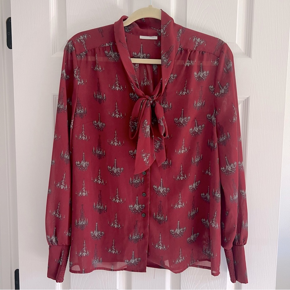 Sheer tie front blouse